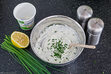 Kürbis potato pancakes with chive-Dip