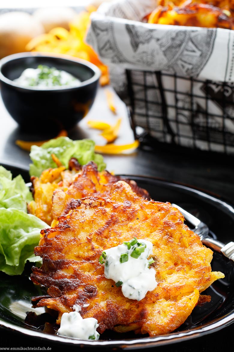 Kürbis potato pancakes with chive-Dip