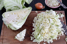 Cabbage hack pan with noodles